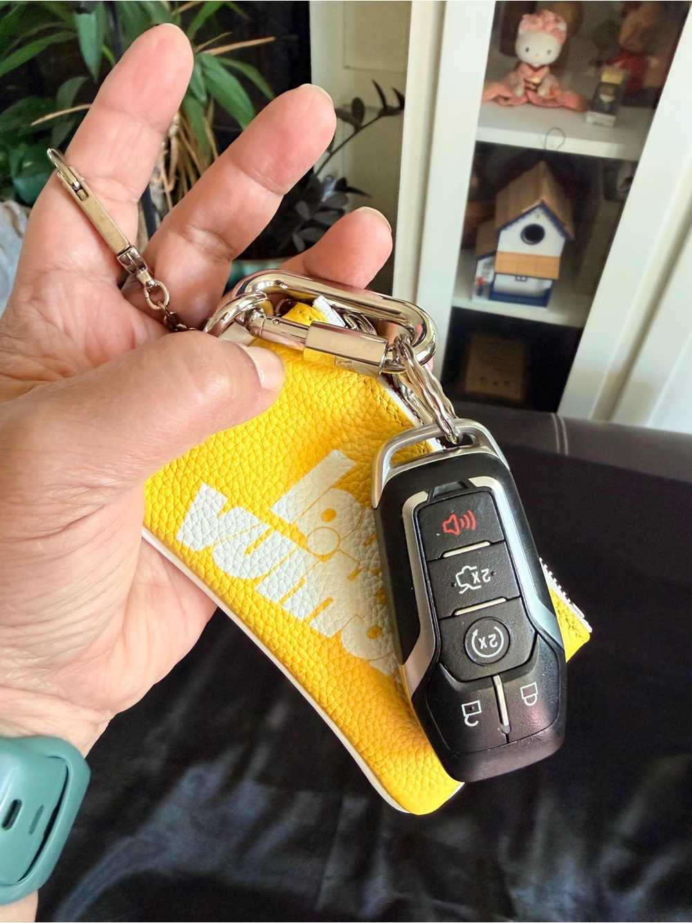 x Virgil Abloh Everyday Key Pouch Yellow Leather Silver Hardware